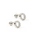 Silver crystal open circle stud earrings 