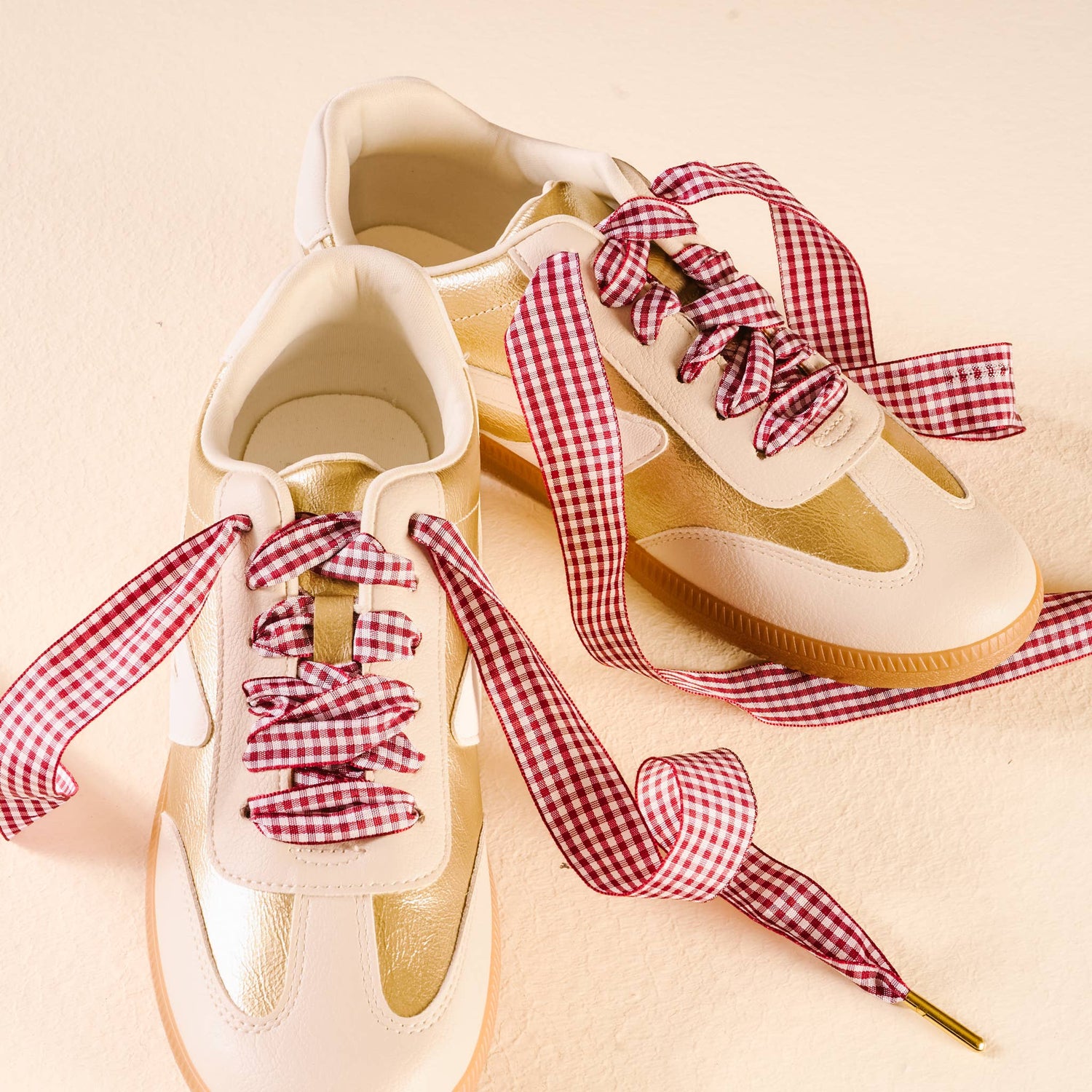 Step It Up Shoelaces-Gingham Burgundy The Darling Effect