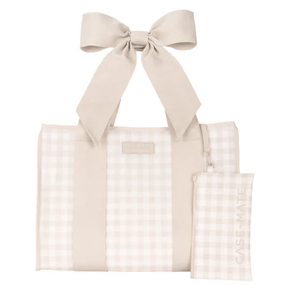 The Casemate Latte Gingham Bow Jelly Tote Threads of Grace