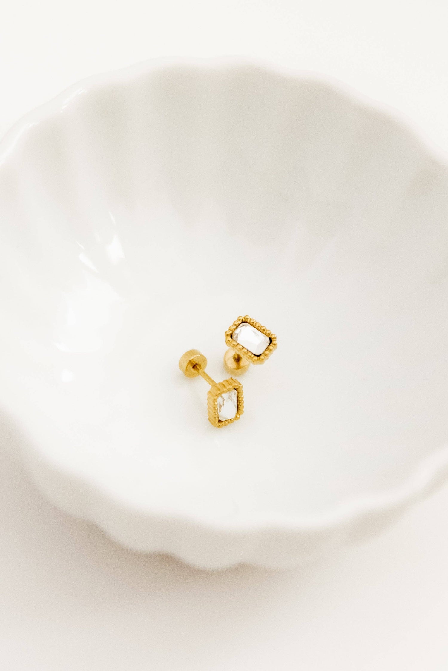 Madison Rectangular Stud Earrings-Gold