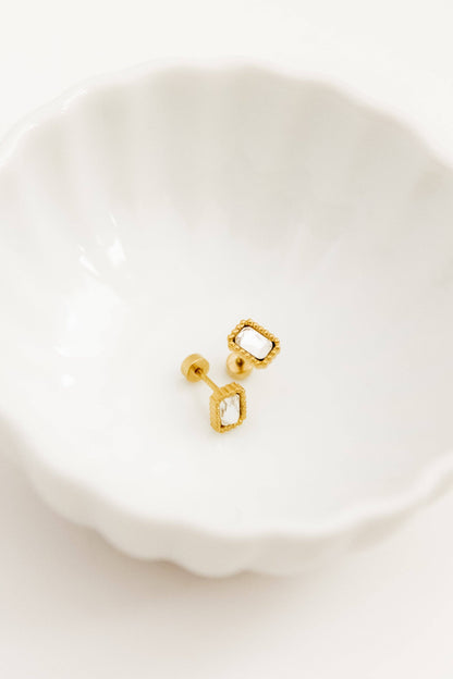Madison Rectangular Stud Earrings-Gold