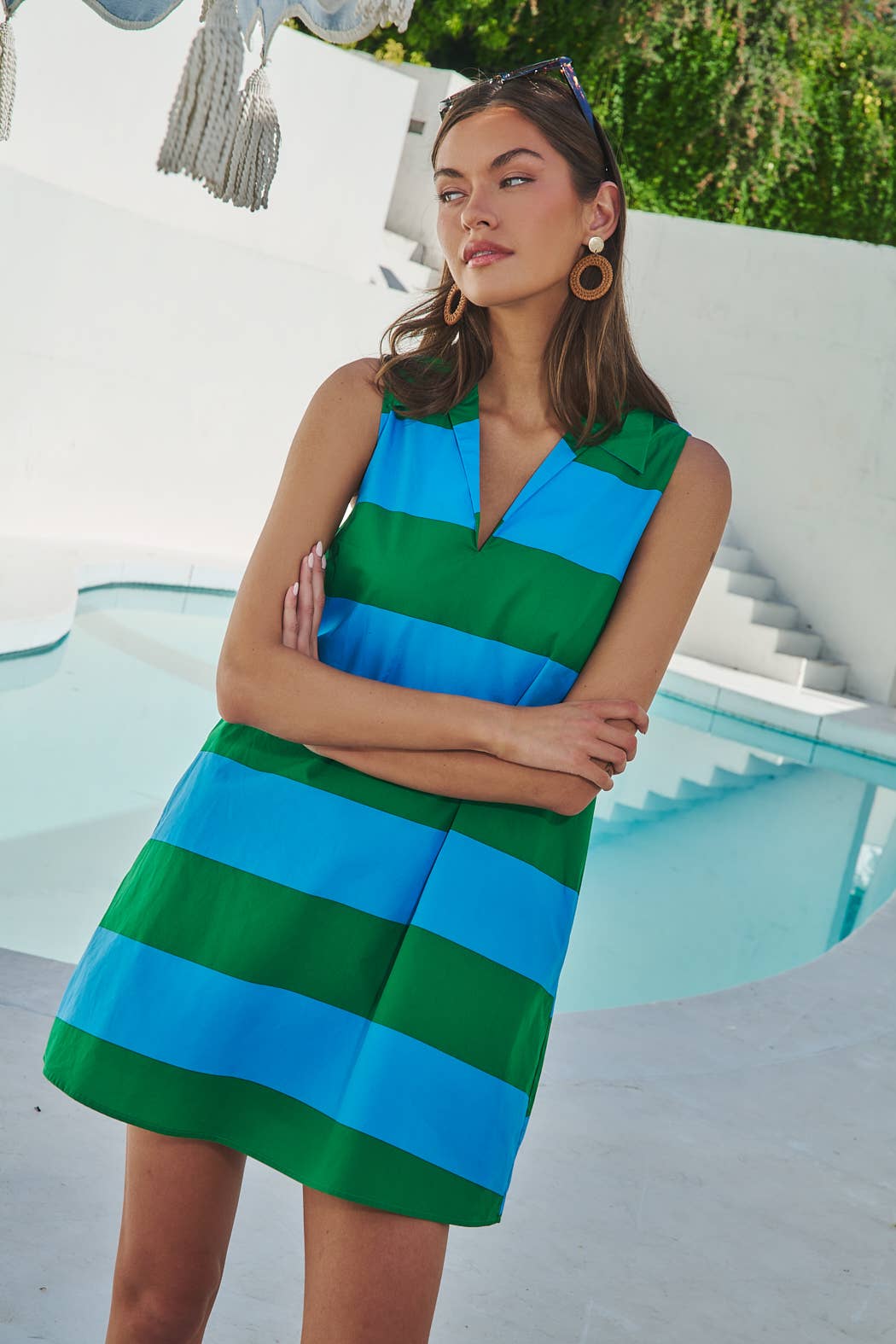 Lexya Collared Shift Mini Dress Valdy Stripe Sugarlips
