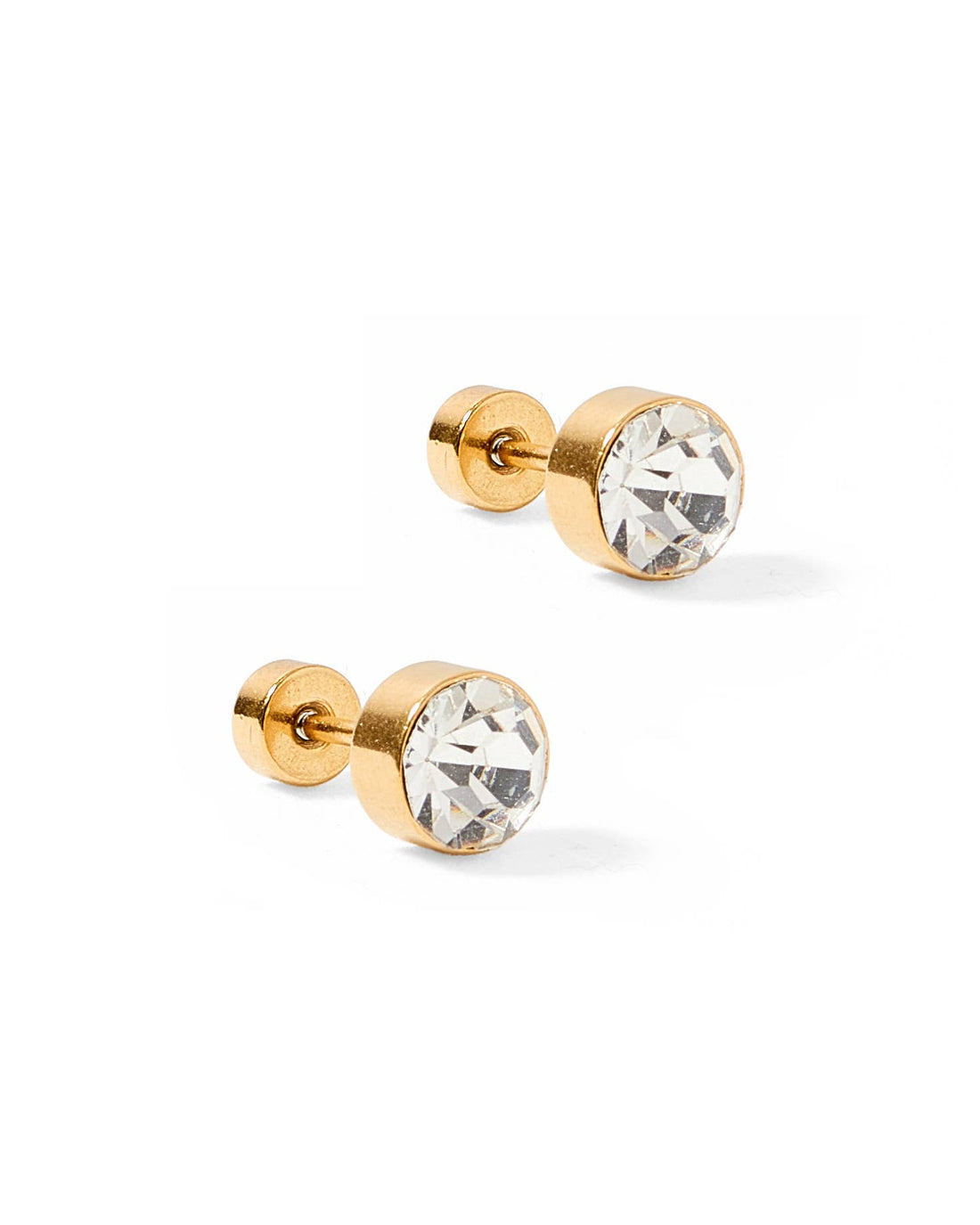 Gold clear stud earrings