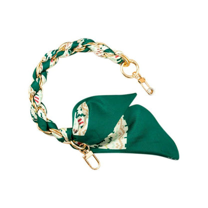 Gold Phone Chain with Scarf Green Houndstooth - Short DD Gemelli