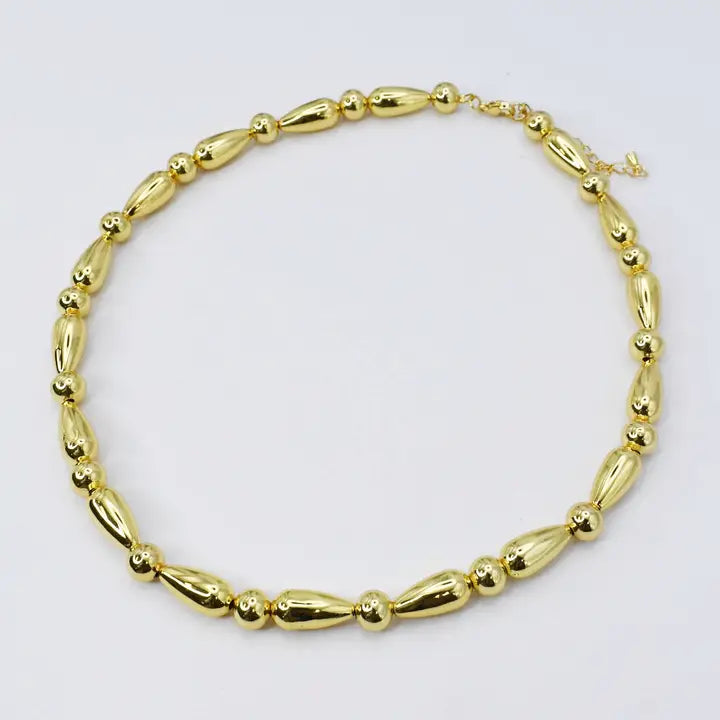 Golden Teardrop Bead Necklace Treasure Jewels