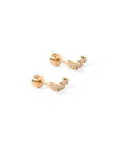 Gold earrings with curved stone 
