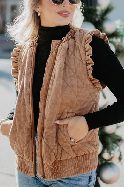 Quilted Ruffle Vest Katydid