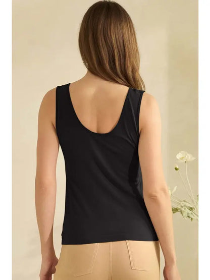 Reversible U-V Neckline Modal Tank - Black Yelete