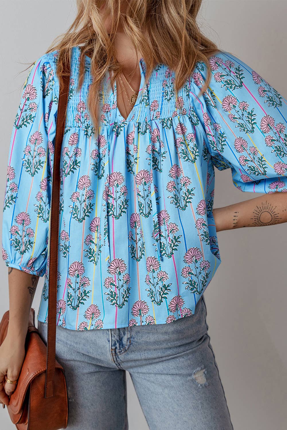 Carolina Bloom Shirred Blouse