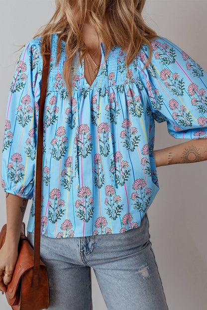 Carolina Bloom Shirred Blouse