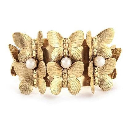 Pearl and butterfly cuff bracelet 