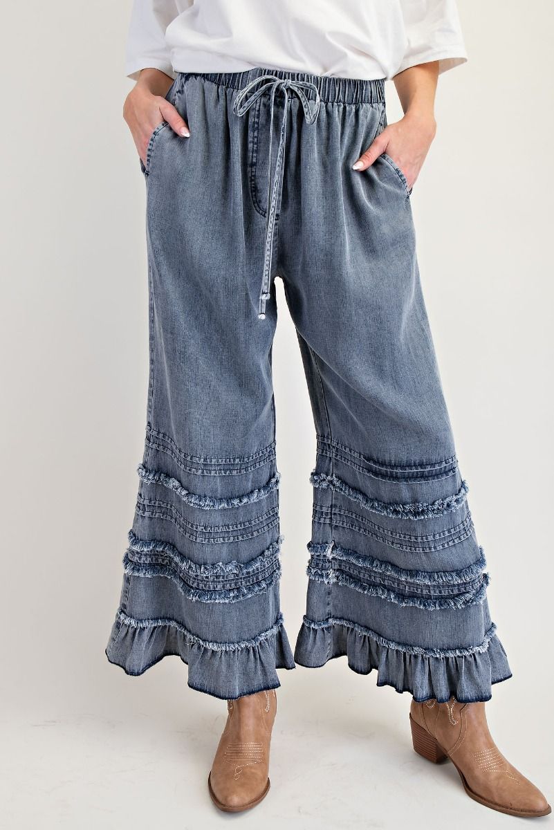 Ruffle &amp; Roll Chambray Pants