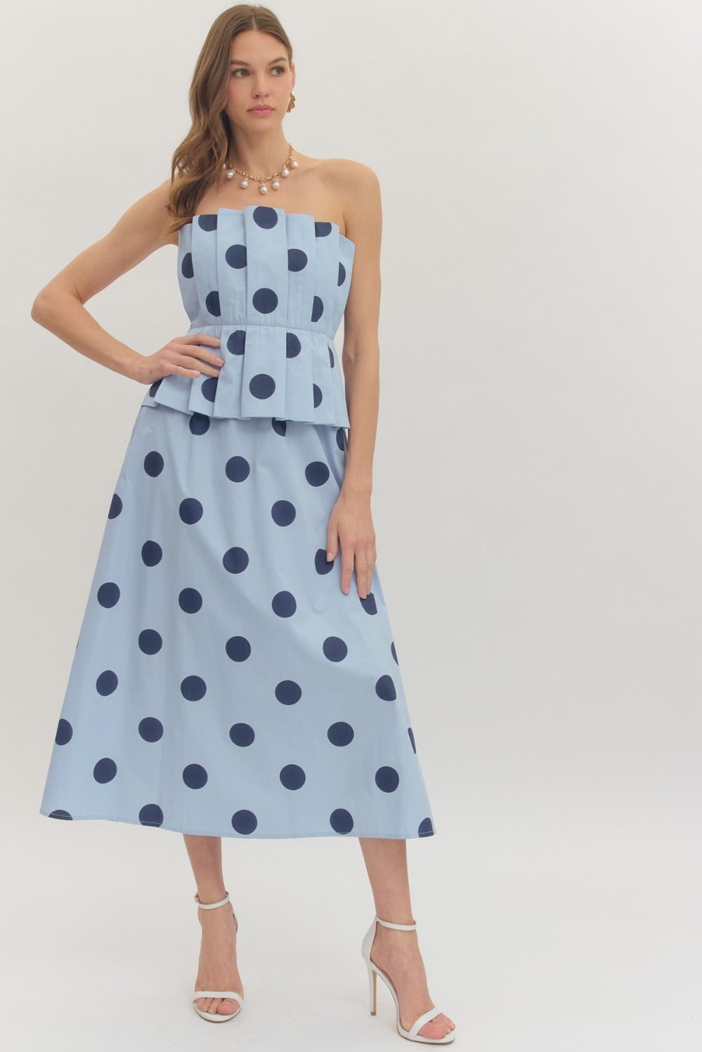 Spot On Strapless Midi Dress Entro