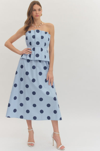 Spot On Strapless Midi Dress Entro