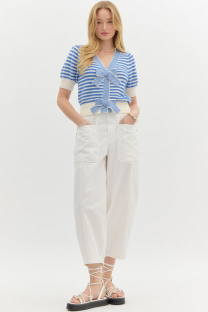 Beautiful Bow Sweater Top-Blue