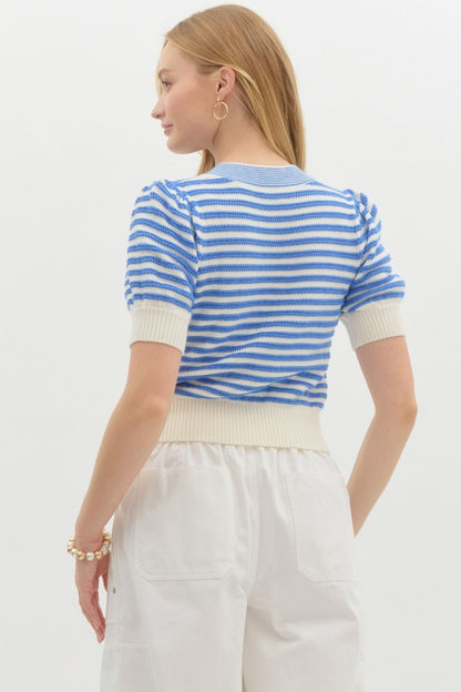 Beautiful Bow Sweater Top-Blue