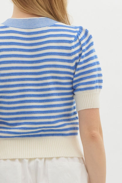 Beautiful Bow Sweater Top-Blue