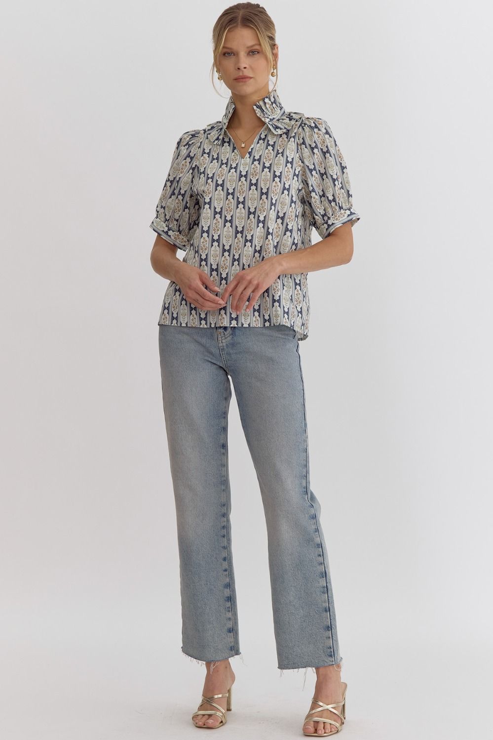 Elizabeth Ruffle Collar Top