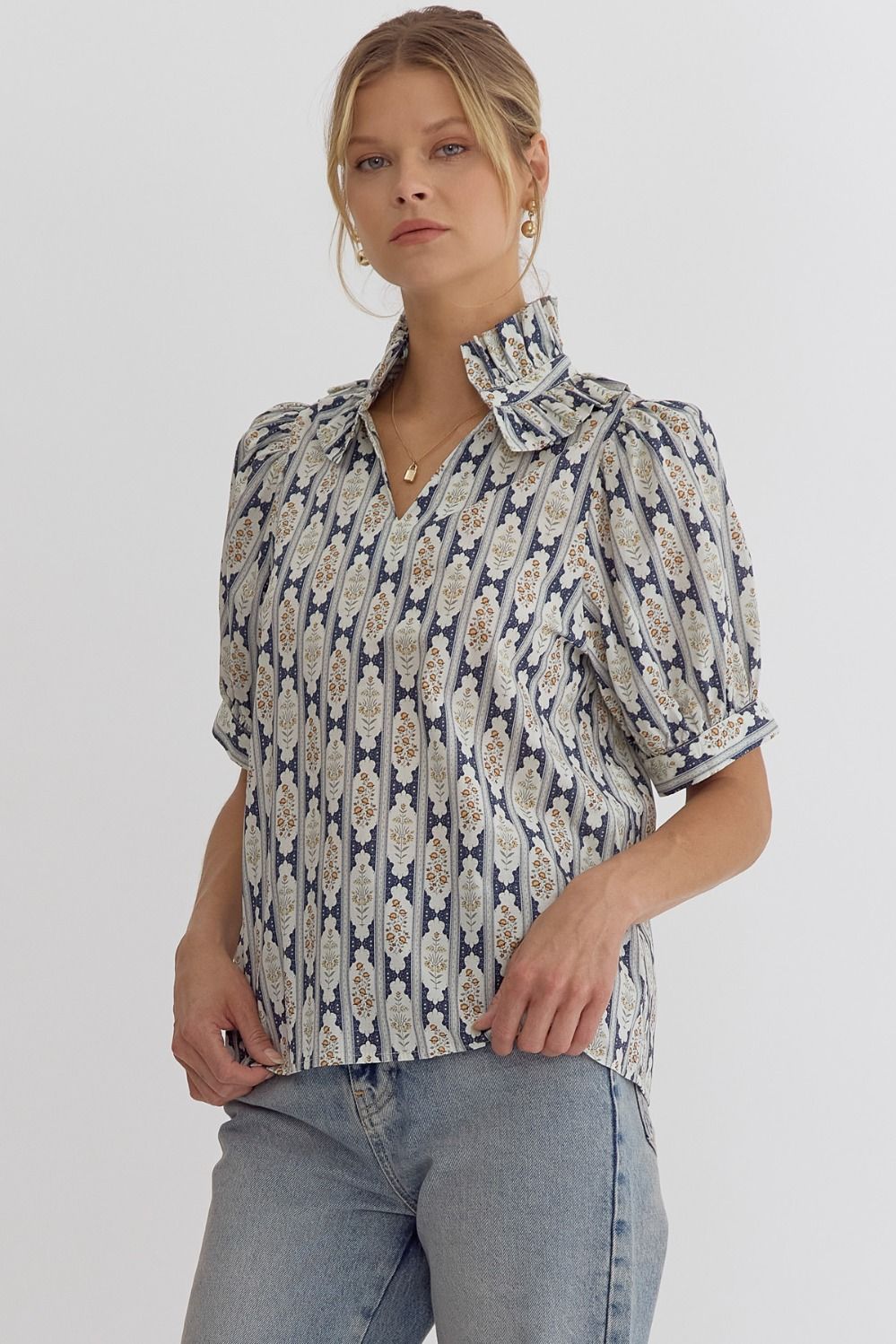 Elizabeth Ruffle Collar Top