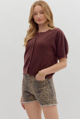 Mocha Ruffle Knit Cradigan Entro