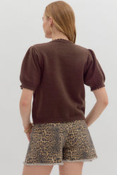 Mocha Ruffle Knit Cradigan Entro