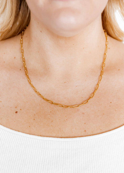 Palmer Paperclip Necklace-Gold