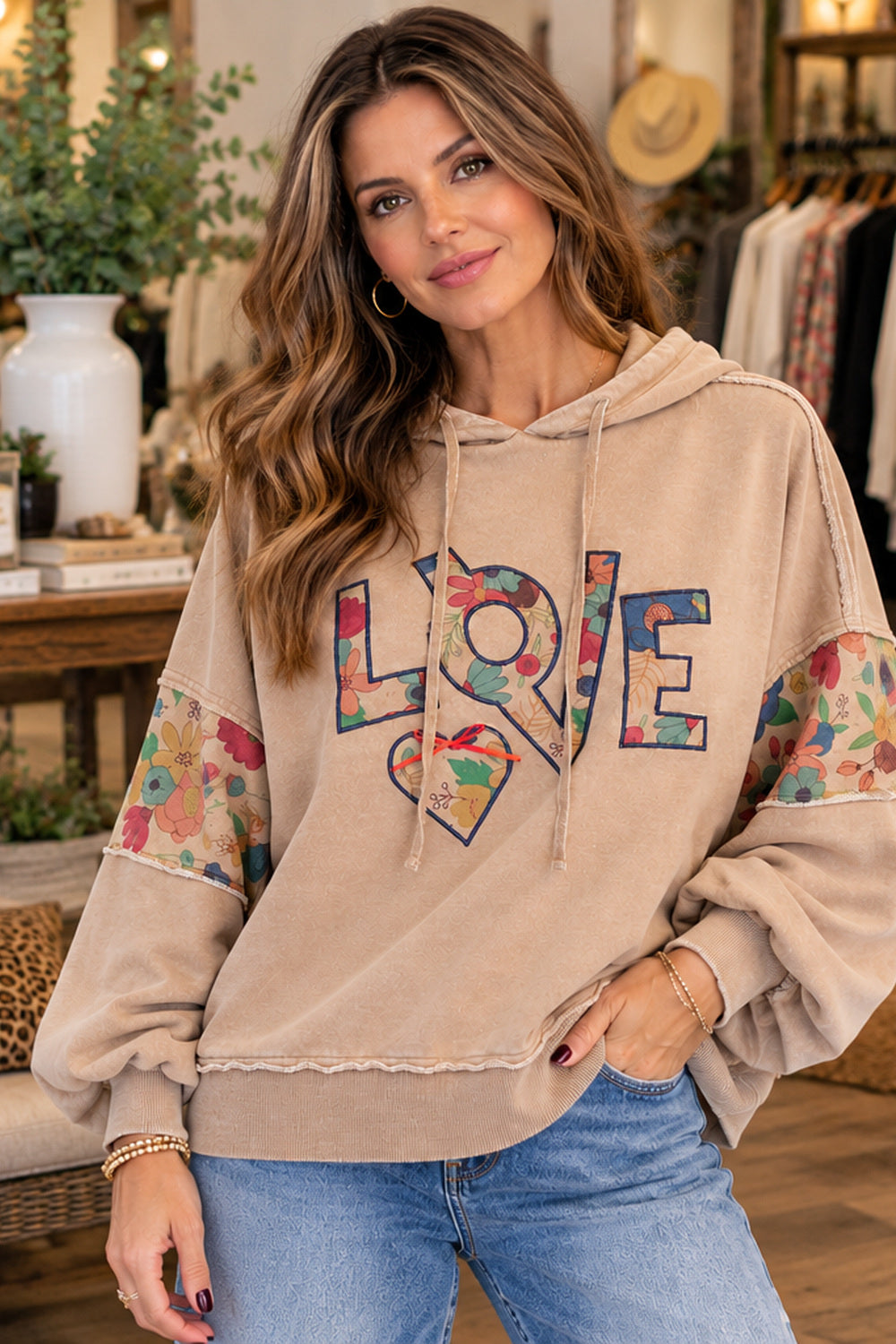 Love in Bloom Floral Hoodie Easel