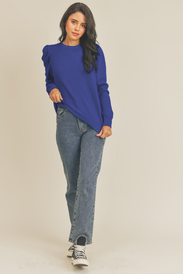 Blue timeless crew neck pullover 