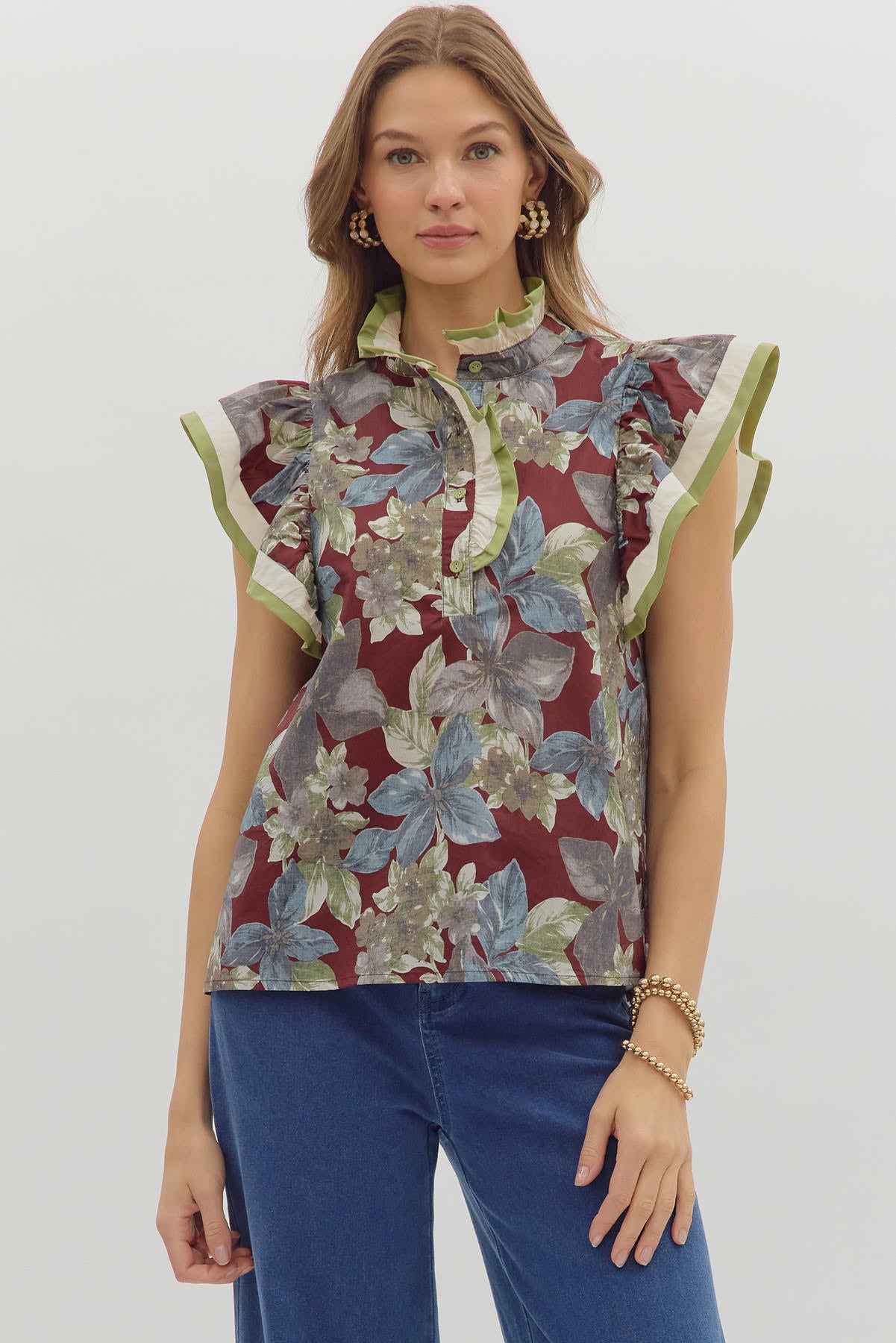 Harvest Bloom Ruffle Blouse Top