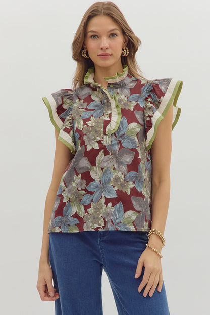 Harvest Bloom Ruffle Blouse Top