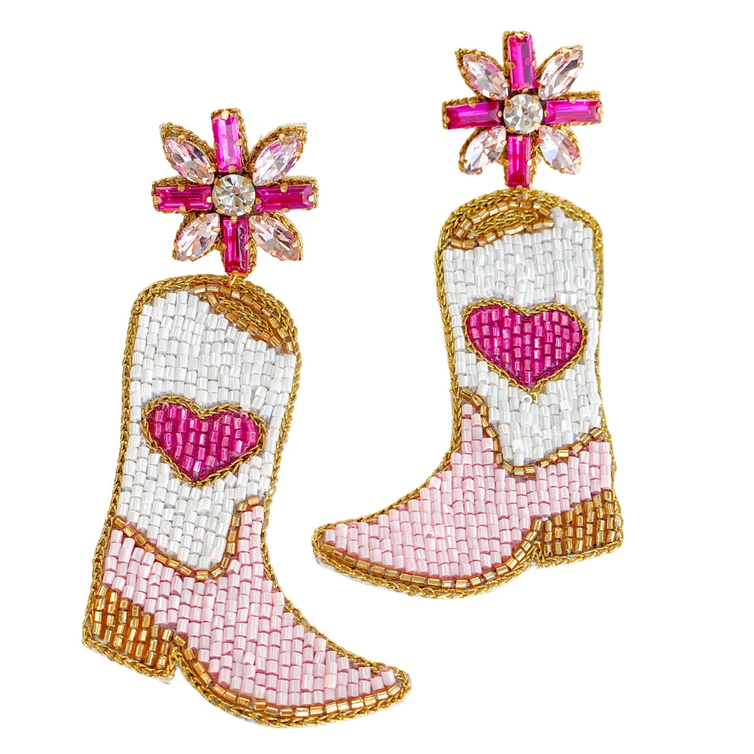 Pink Heart Cowboy Boot Earrings Gaby & Grace